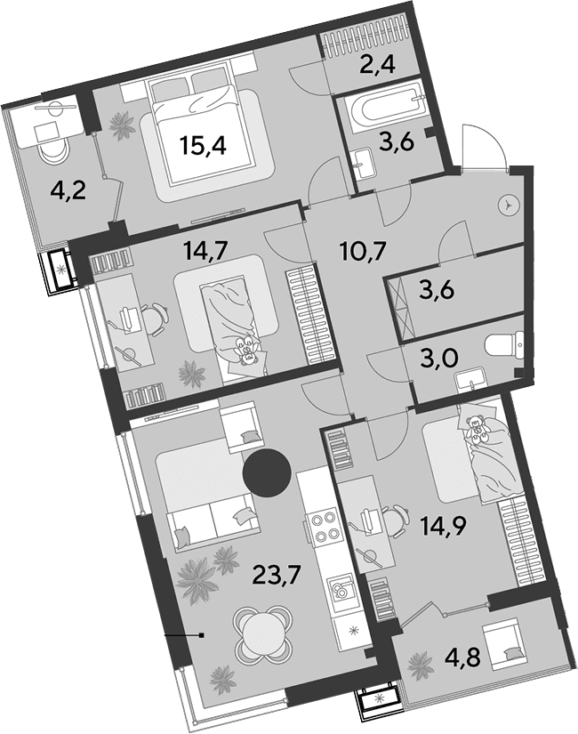 Продается 4-комн. квартира, 92 м²