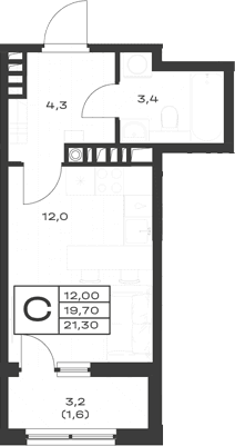 Продается 1-комн. квартира, 19.7 м²