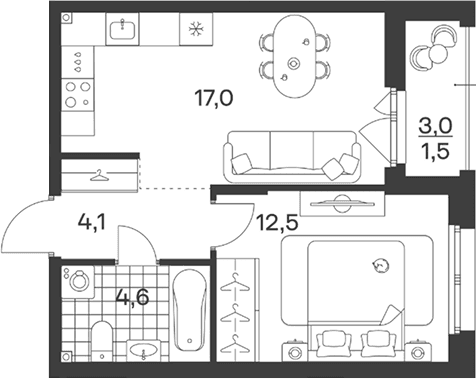 Продается 2-комн. квартира, 38.2 м²