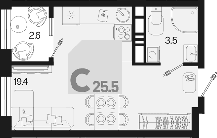 Продается 1-комн. квартира, 22.9 м²