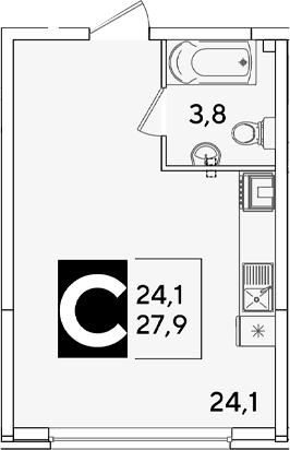 Продается 1-комн. квартира, 27.9 м²