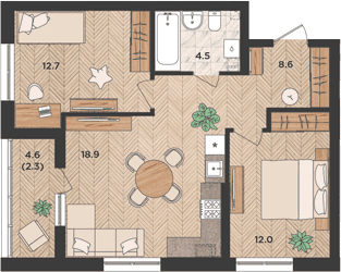 Продается 3-комн. квартира, 56.7 м²