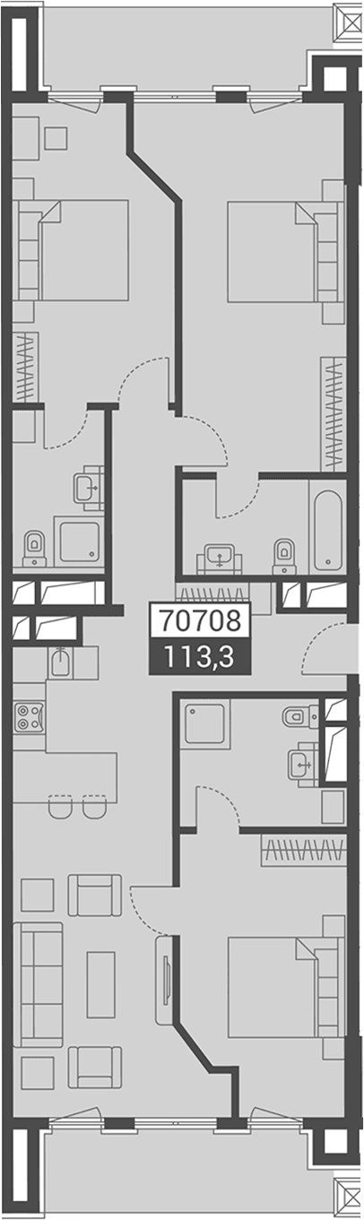 Продается 1-комн. квартира, 113.3 м²