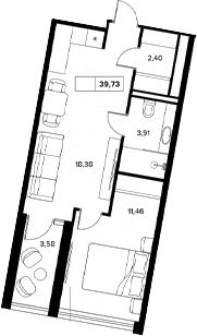 Продается 1-комн. квартира, 36.15 м²