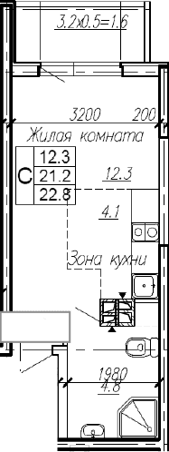 Продается 1-комн. квартира, 21.2 м²