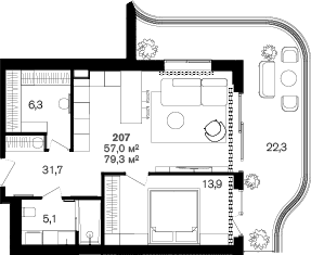 Продается 1-комн. квартира, 57 м²