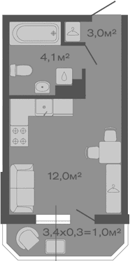 Продается 1-комн. квартира, 19.1 м²