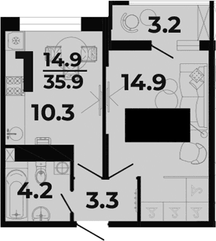 Продается 1-комн. квартира, 32.7 м²