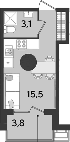 Продается 1-комн. квартира, 18.6 м²