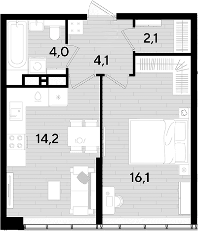 Продается 1-комн. квартира, 39.3 м²
