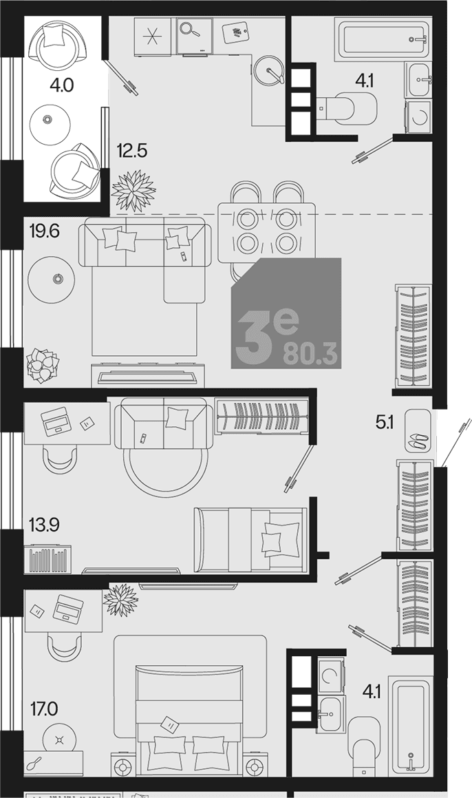 Продается 3-комн. квартира, 76.3 м²