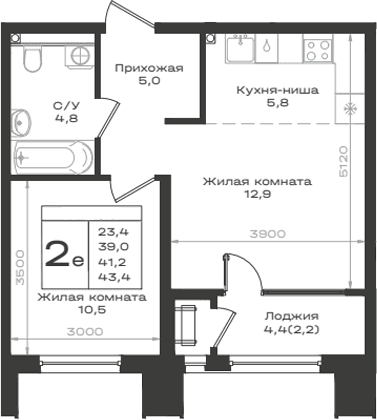Продается 2-комн. квартира, 39 м²