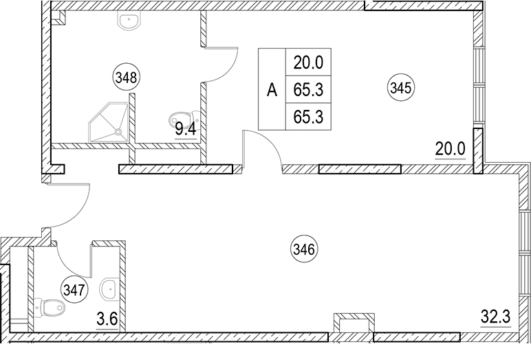 Продается 1-комн. квартира, 65.3 м²