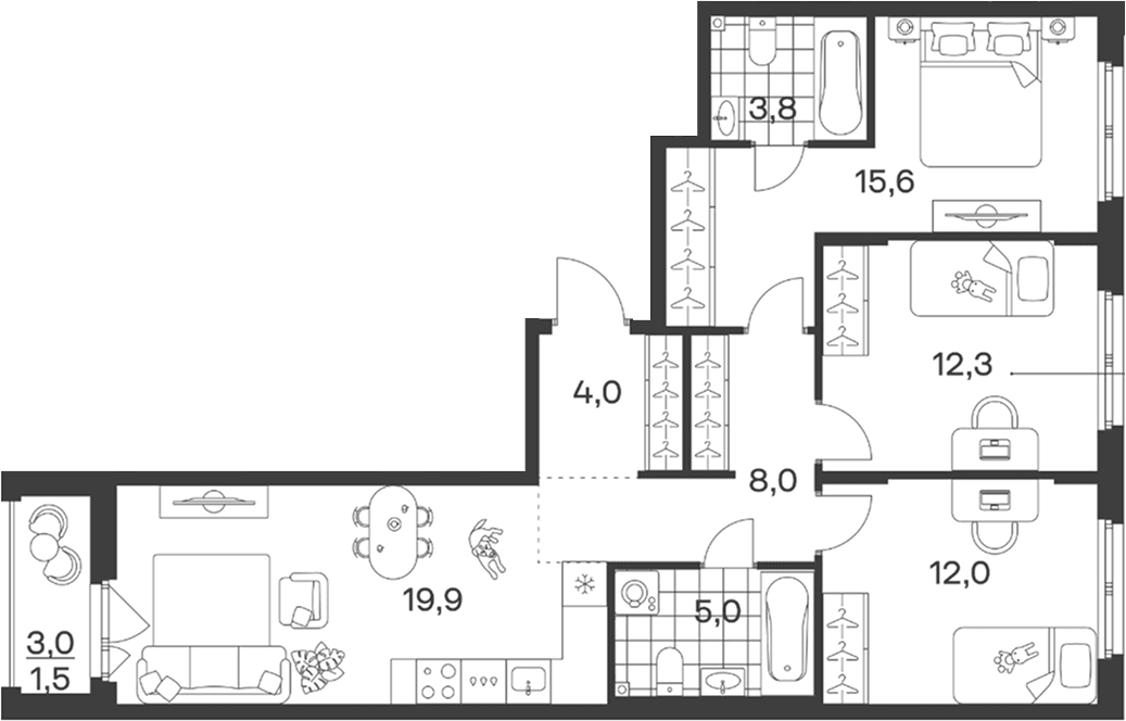 Продается 4-комн. квартира, 80.6 м²