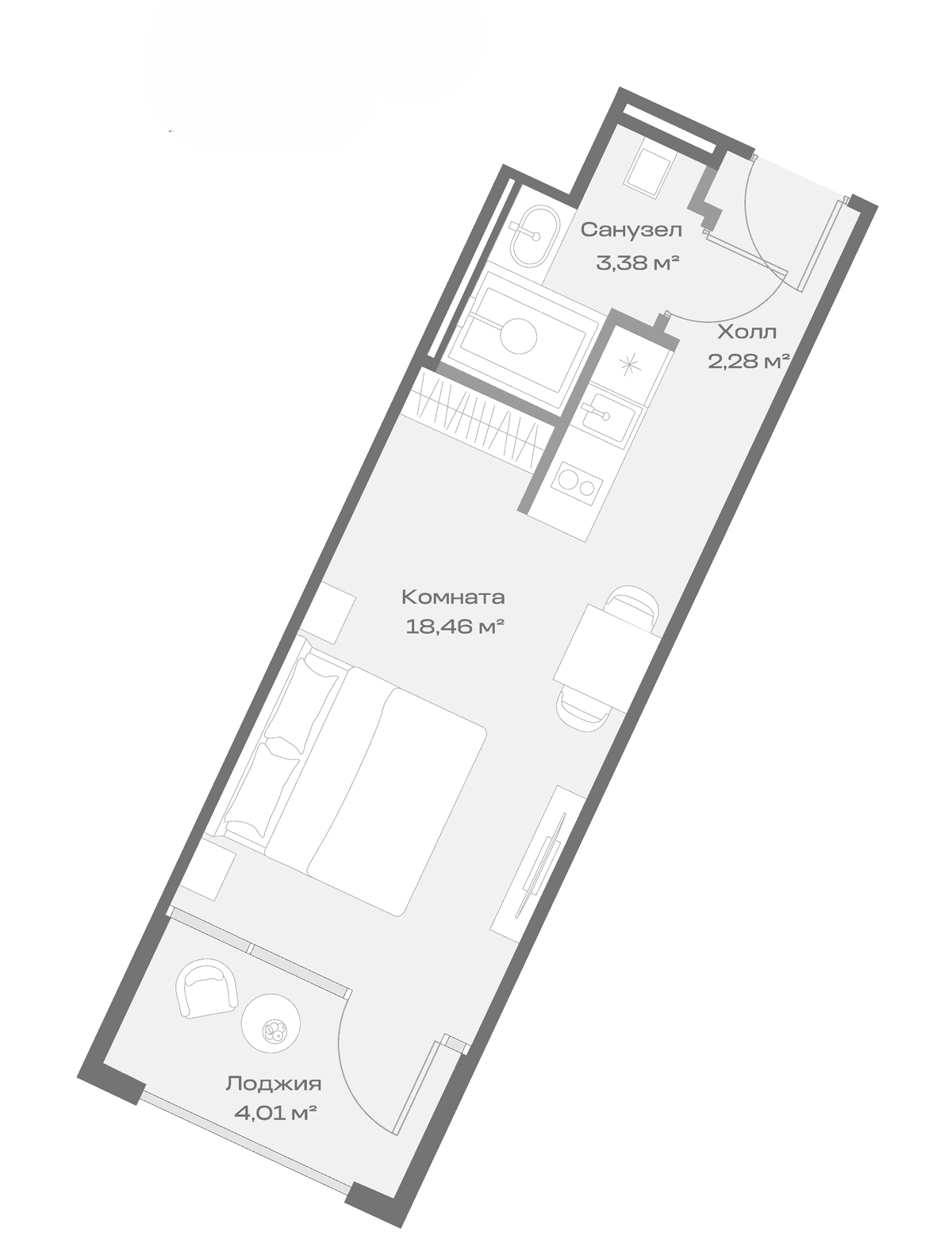 Продается 1-комн. квартира, 24.11 м²