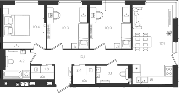 Продается 3-комн. квартира, 69.9 м²