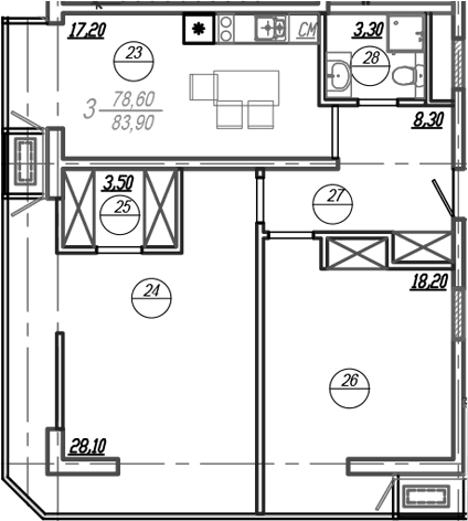 Продается 3-комн. квартира, 80.5 м²