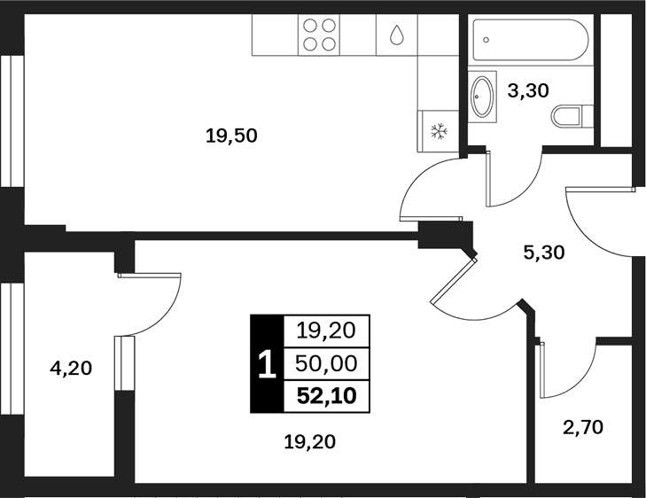 Продается 1-комн. квартира, 50 м²