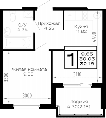Продается 1-комн. квартира, 30.03 м²