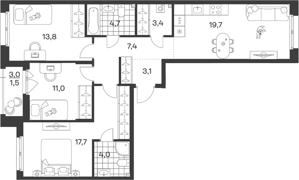 Продается 4-комн. квартира, 84.8 м²
