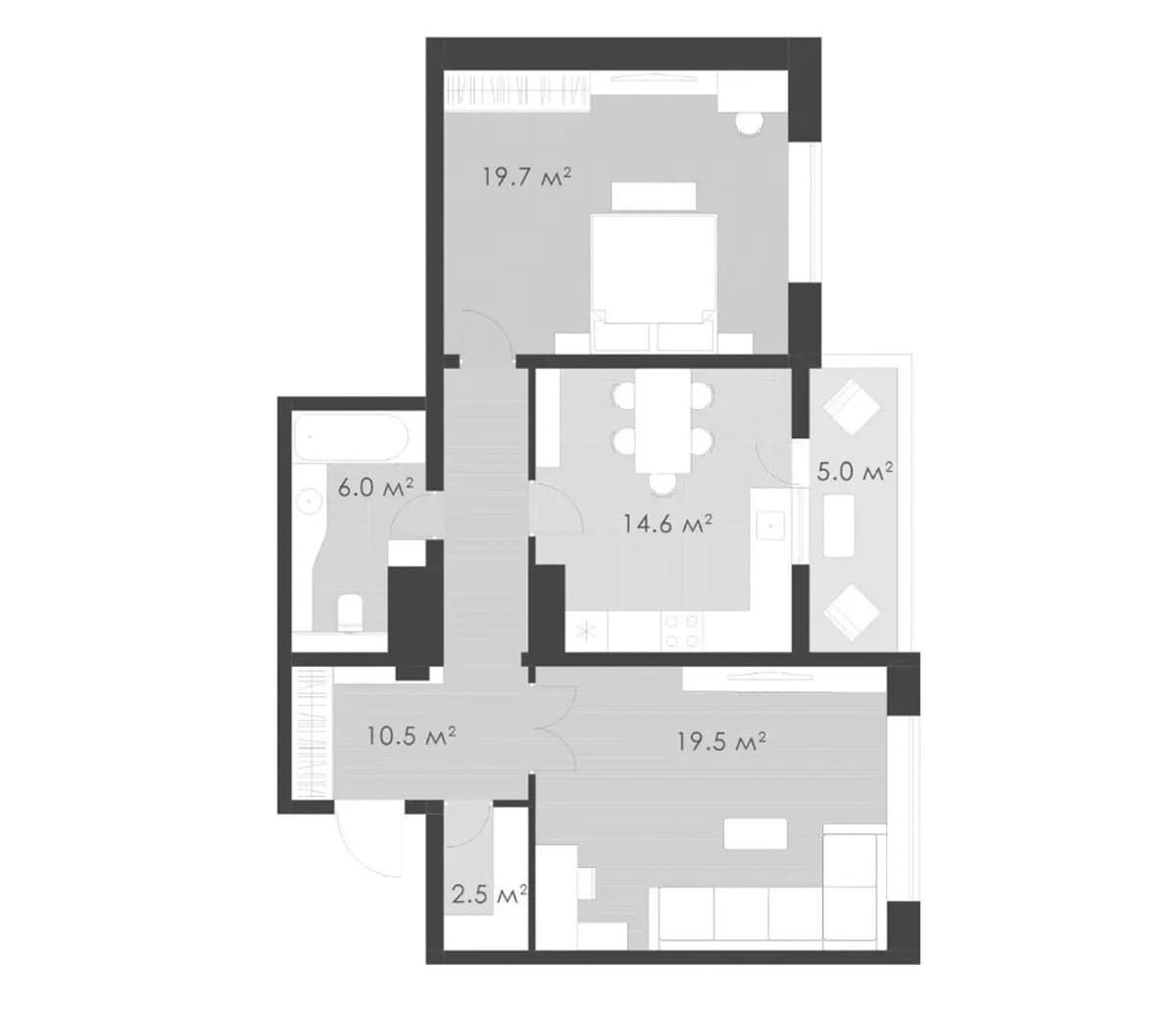 Продается 2-комн. квартира, 72.8 м²
