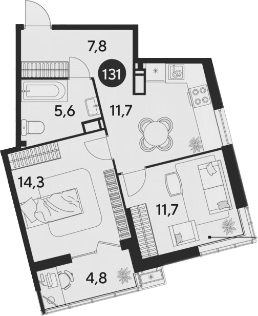 Продается 2-комн. квартира, 51.1 м²