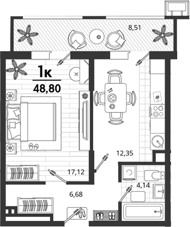 Продается 1-комн. квартира, 40.29 м²