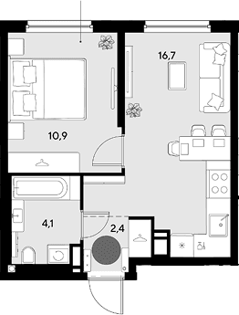 Продается 2-комн. квартира, 34.1 м²