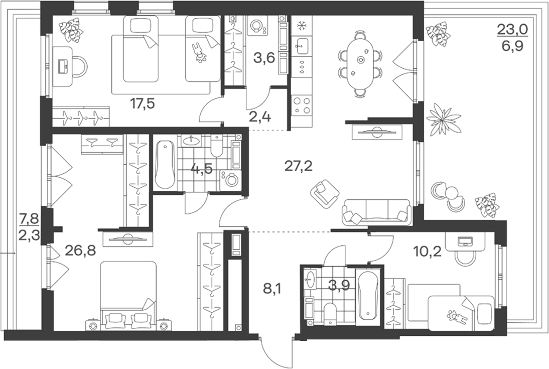 Продается 4-комн. квартира, 104.2 м²