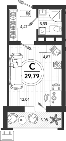 Продается 1-комн. квартира, 24.71 м²