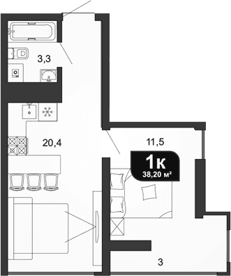 Продается 1-комн. квартира, 36.3 м²
