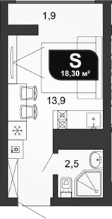 Продается 1-комн. квартира, 16.4 м²