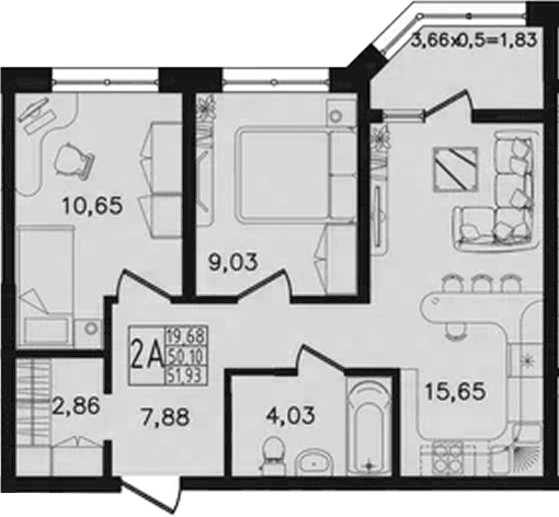 Продается 3-комн. квартира, 50.1 м²