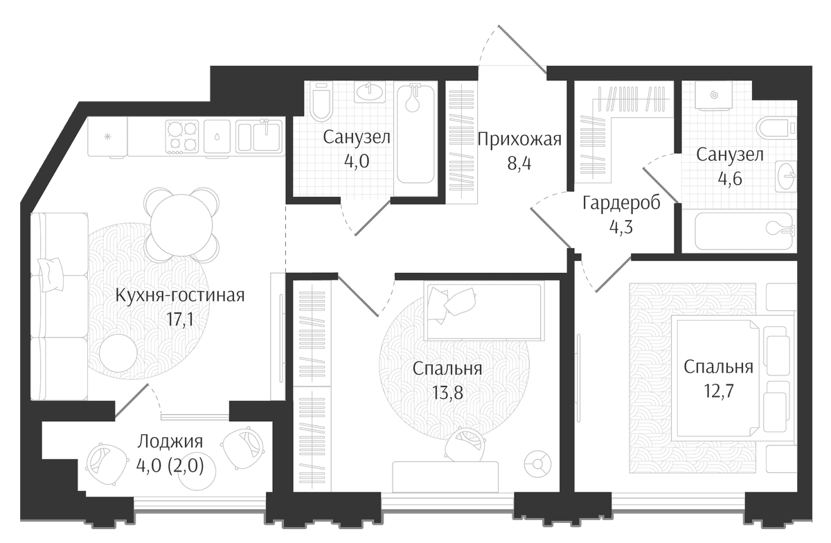 Продается 3-комн. квартира, 64.9 м²