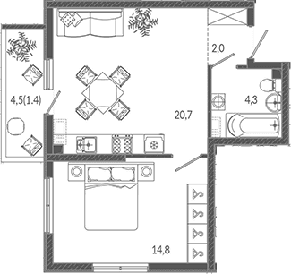 Продается 2-комн. квартира, 41.8 м²