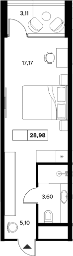 Продается 1-комн. квартира, 25.87 м²
