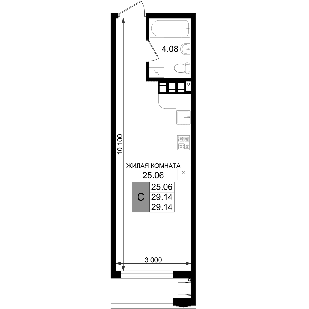 Продается 1-комн. квартира, 29.14 м²