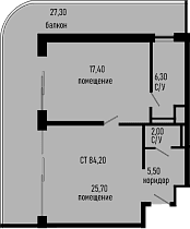 Продается 1-комн. квартира, 56.9 м²