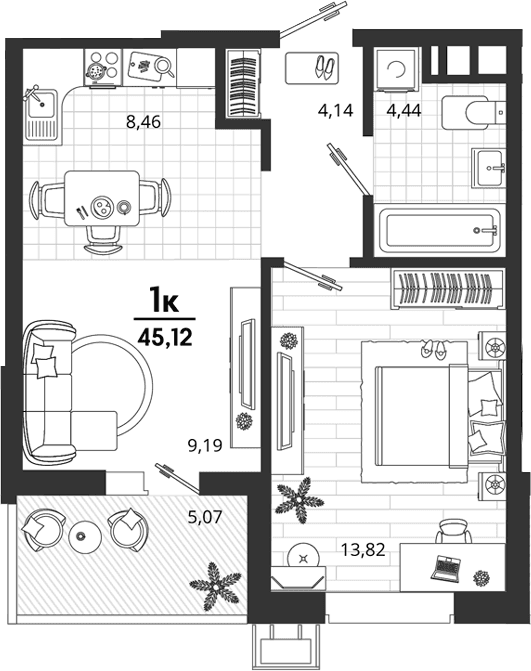 Продается 1-комн. квартира, 40.05 м²