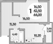 Продается 1-комн. квартира, 42.5 м²