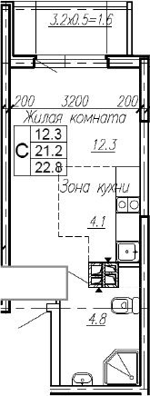 Продается 1-комн. квартира, 21.2 м²