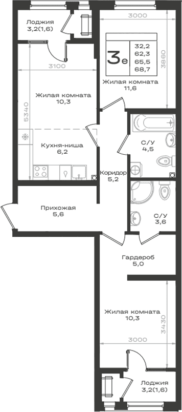 Продается 3-комн. квартира, 62.3 м²