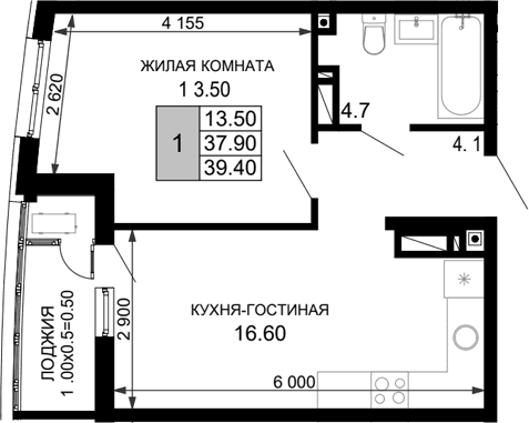 Продается 2-комн. квартира, 38.9 м²