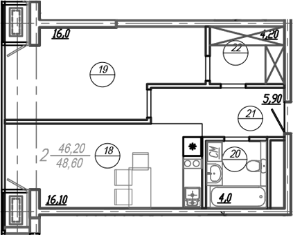 Продается 2-комн. квартира, 47.4 м²