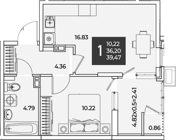 Продается 1-комн. квартира, 36.2 м²