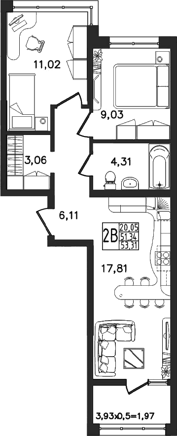 Продается 3-комн. квартира, 51.34 м²