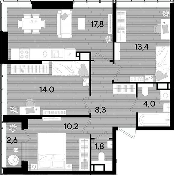 Продается 3-комн. квартира, 67.1 м²
