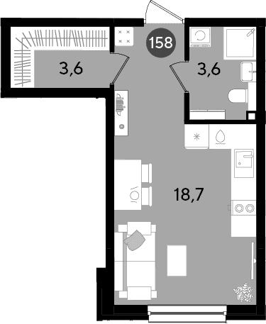 Продается 1-комн. квартира, 18.6 м²