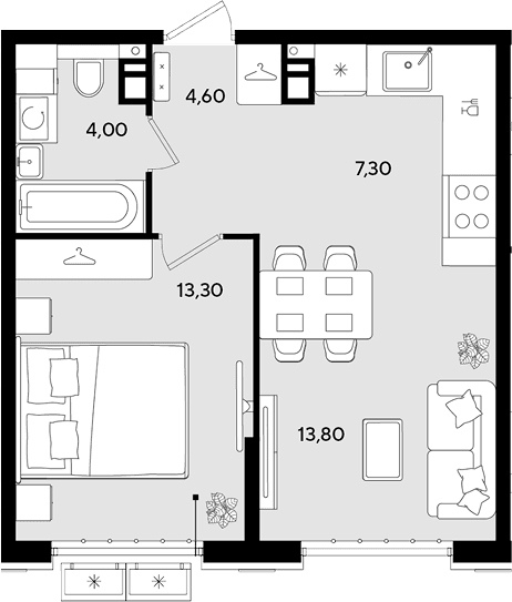 Продается 2-комн. квартира, 43 м²