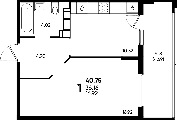 Продается 1-комн. квартира, 36.16 м²